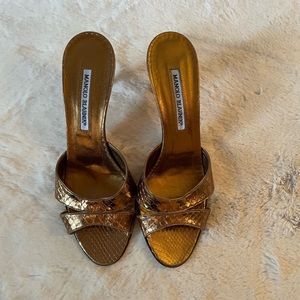 Manolo Blahnik Bronze Sandals